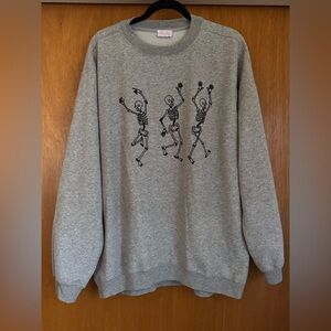 Gray Dancing Skeletons Print-Pink Lily Women's Sweatshirt